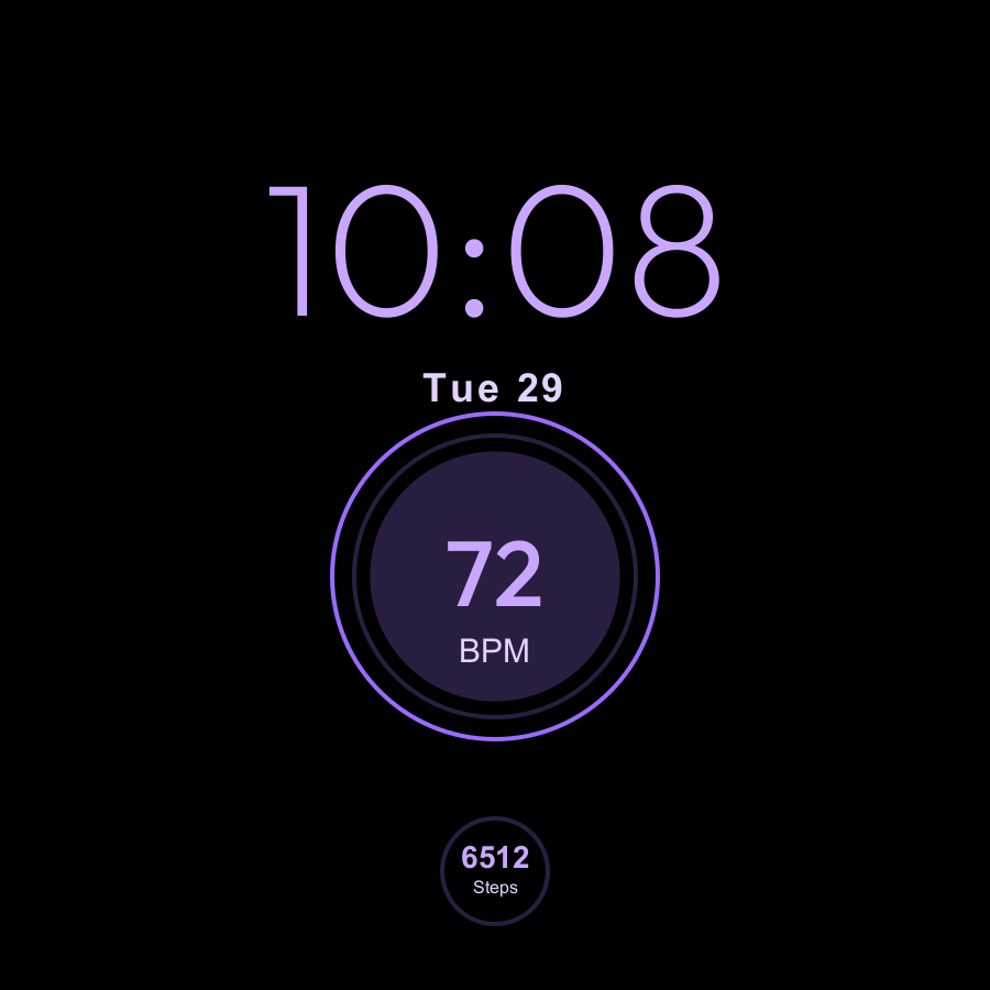 Recovery watch face, Lilac theme