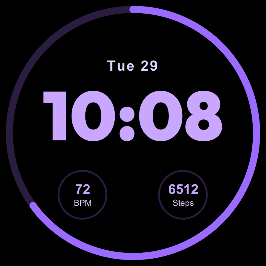 Pulse Lite watch face, Lilac theme