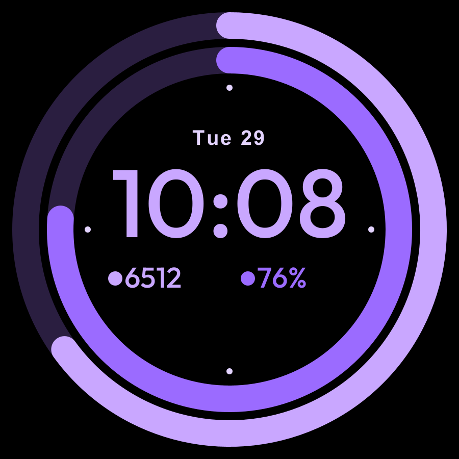 Daily Rings watch face, Lilac theme