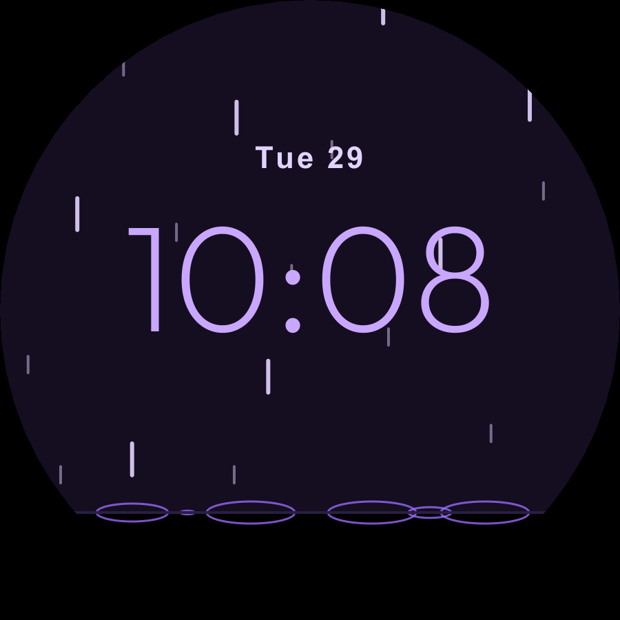 Rain watch face, Lilac theme