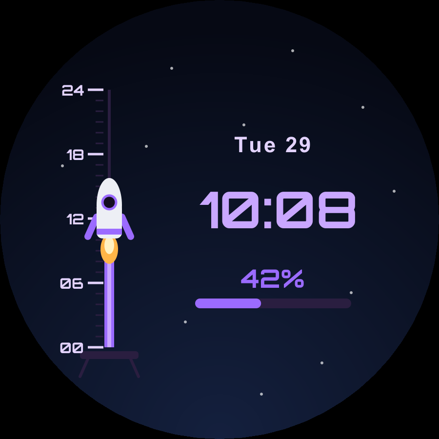 Launch watch face, Lilac theme