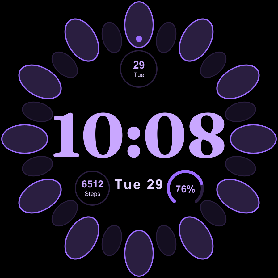 Bloom watch face, Lilac theme