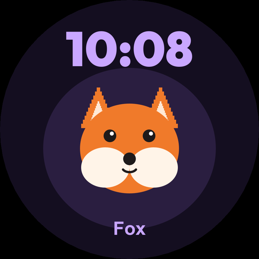 Zoo watch face, Lilac theme