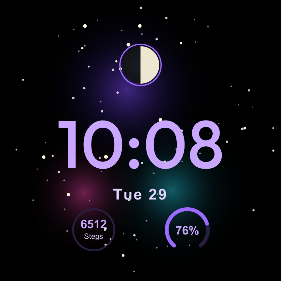 Nebula watch face, Lilac theme