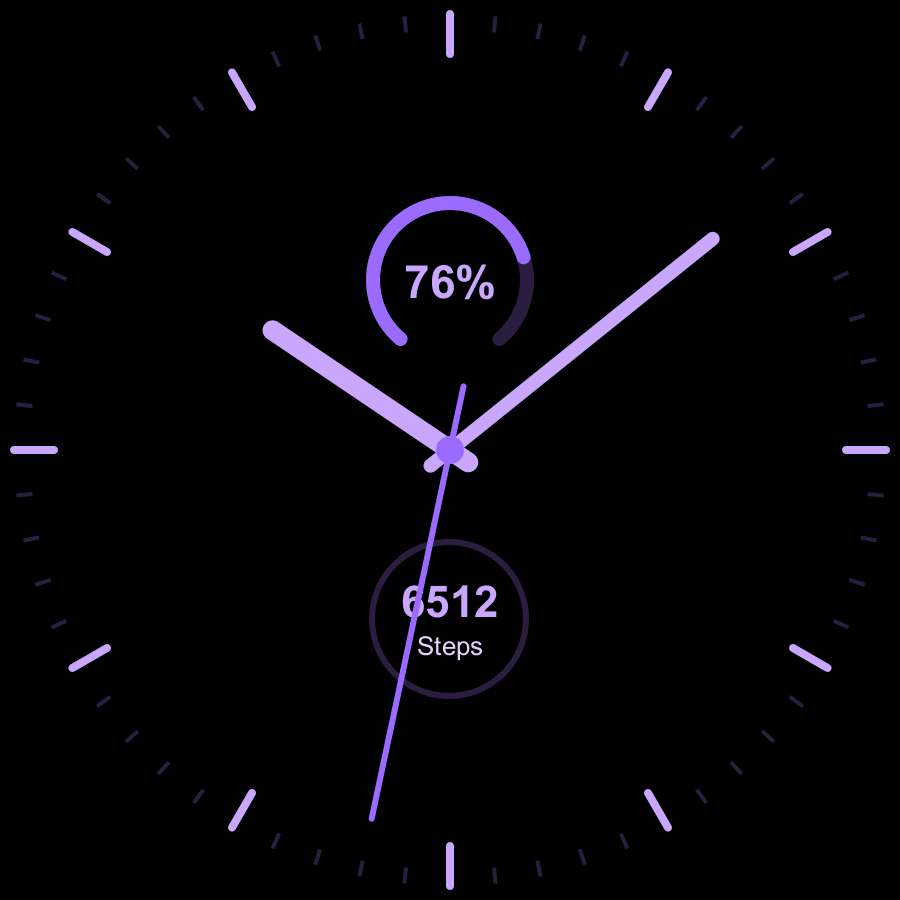 Meridian Lite watch face, Lilac theme