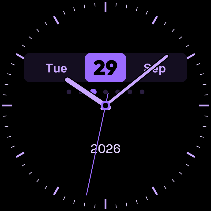 Datum watch face, Lilac theme