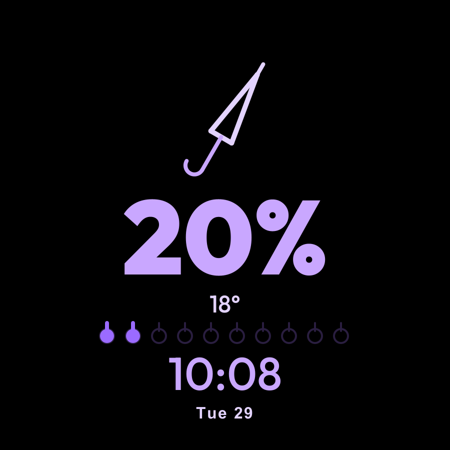 Umbrella watch face, Lilac theme