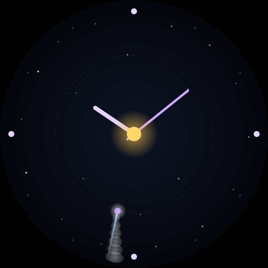 Comet watch face, Lilac theme