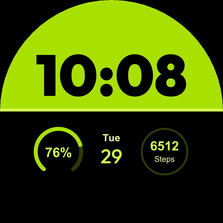 Split watch face, Lime theme