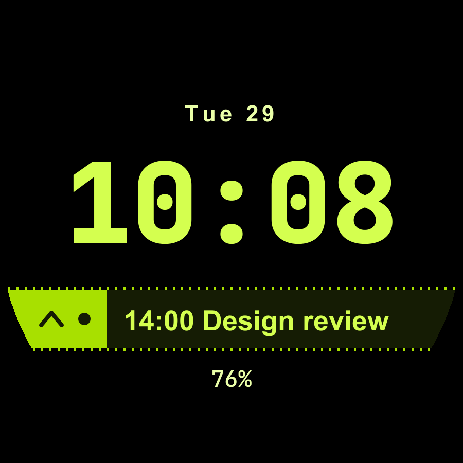 Ticker watch face, Lime theme