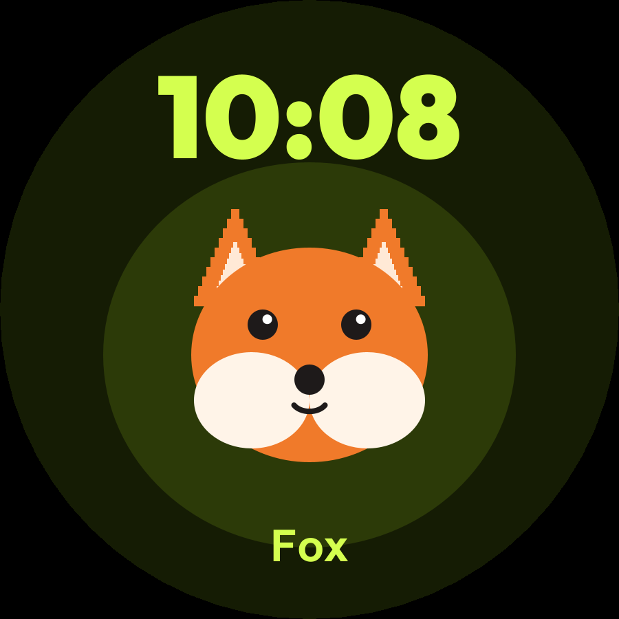 Zoo watch face, Lime theme