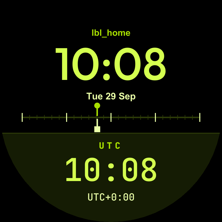 UTC watch face, Lime theme