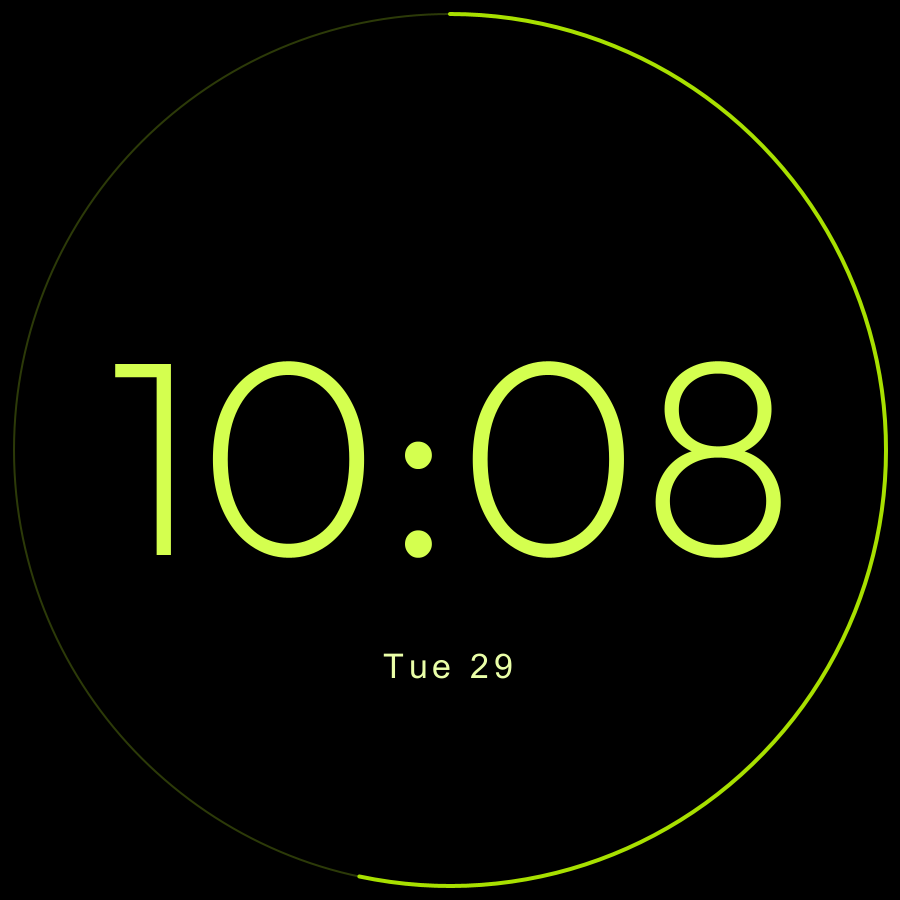 Hairline watch face, Lime theme
