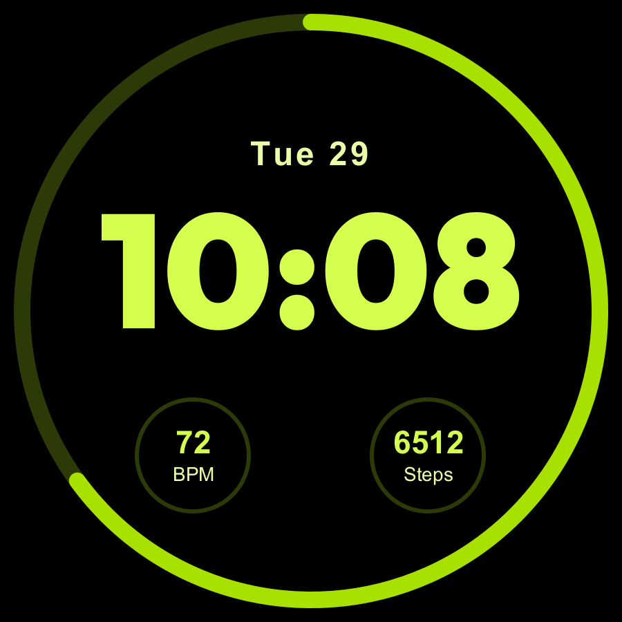 Pulse Lite watch face, Lime theme