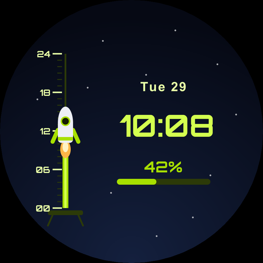 Launch watch face, Lime theme