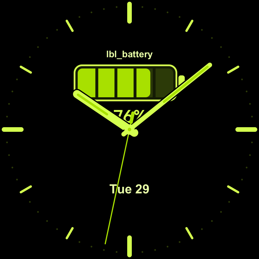 Charge watch face, Lime theme