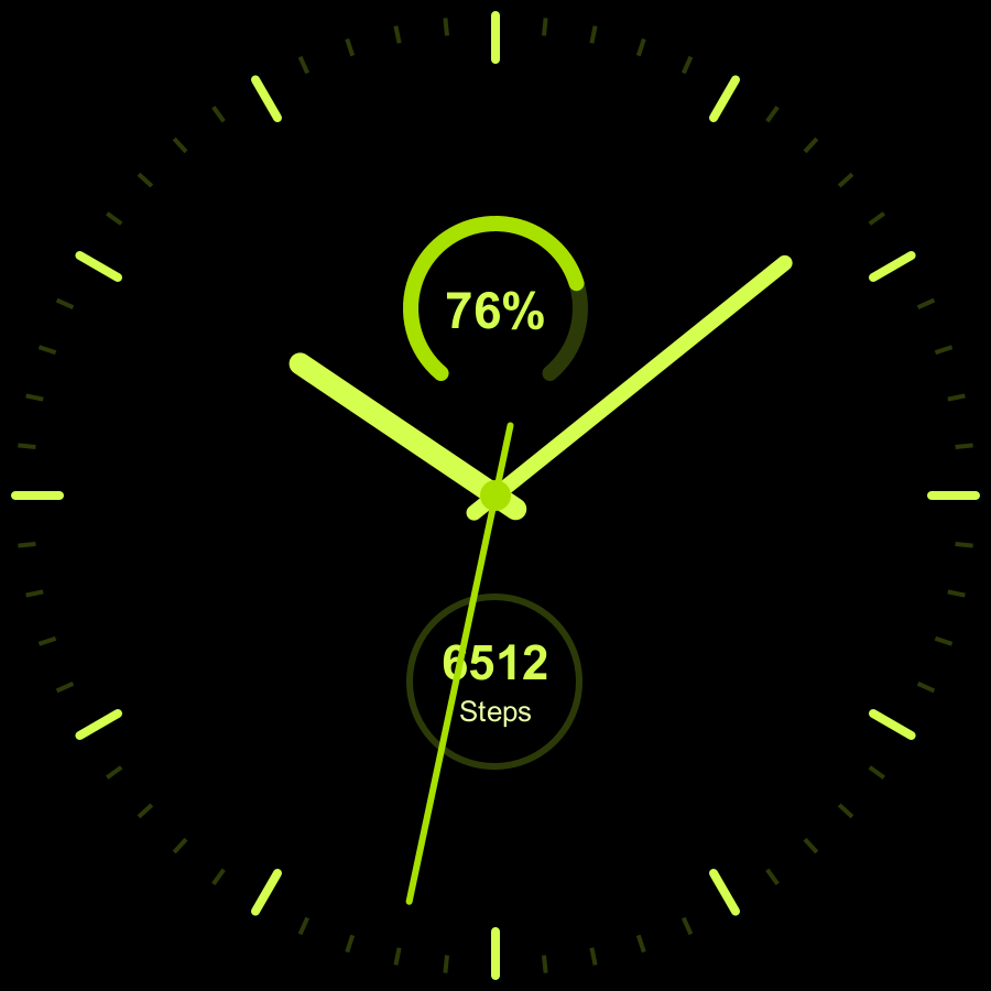 Meridian Lite watch face, Lime theme