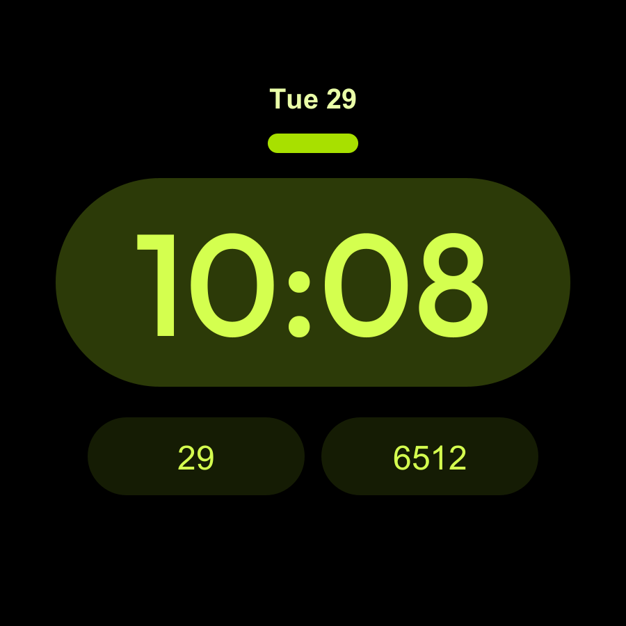 Pill watch face, Lime theme