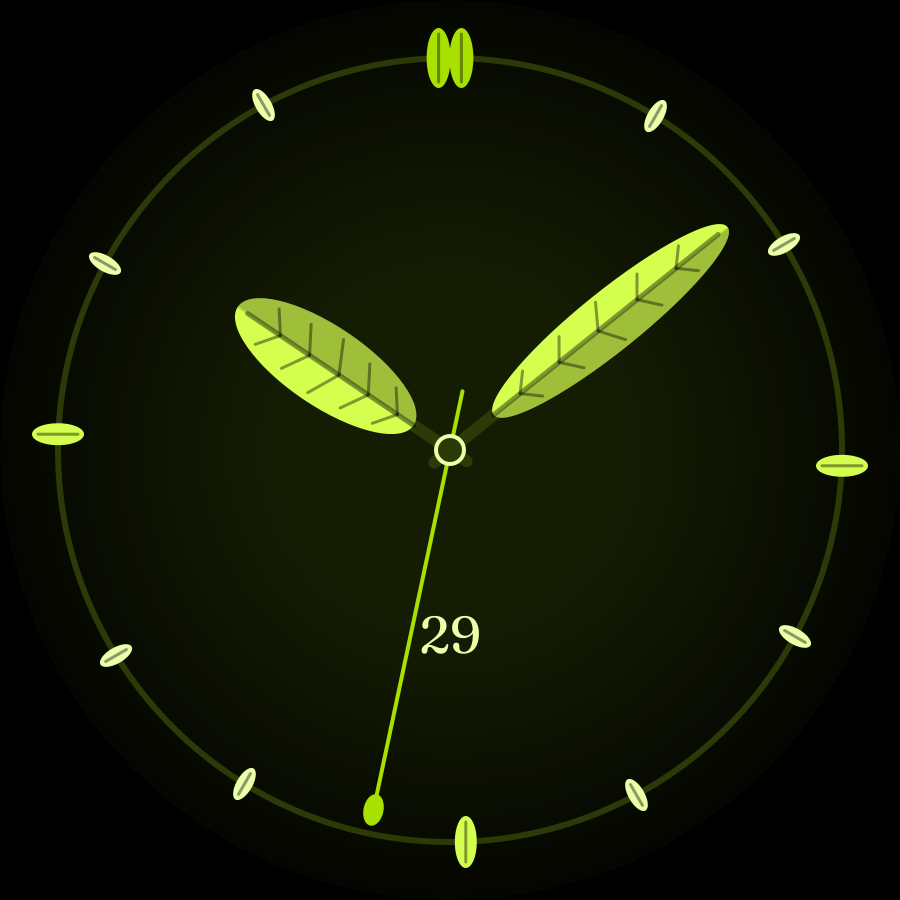 Leaf watch face, Lime theme