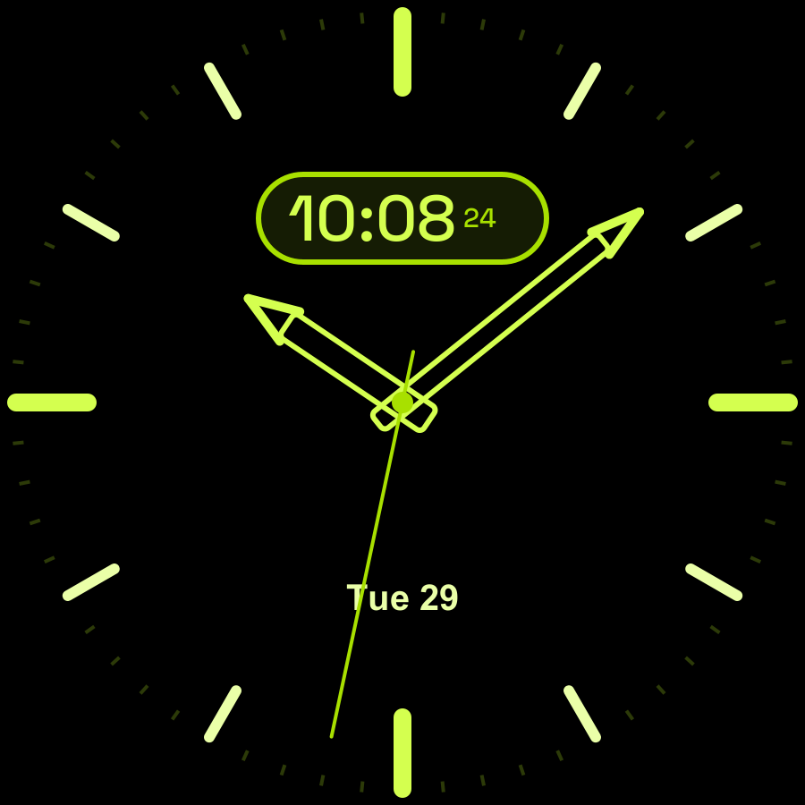 Dual watch face, Lime theme