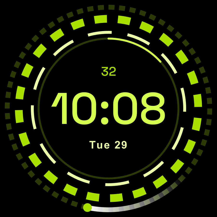 Spin watch face, Lime theme
