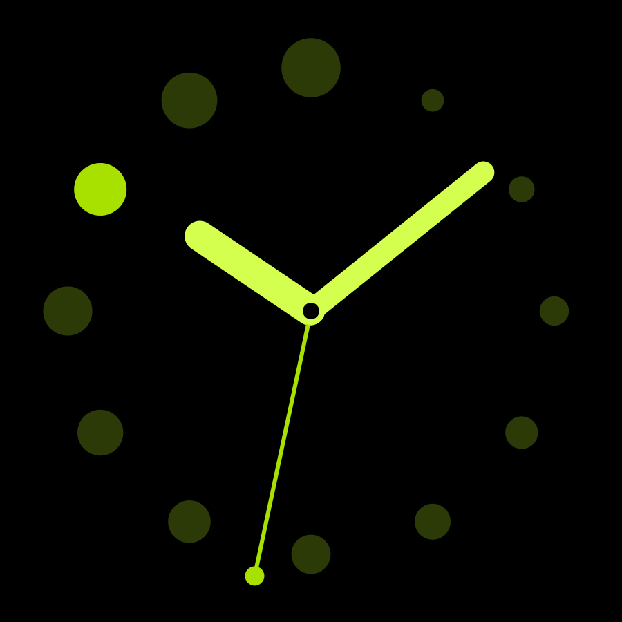 Dot Hours watch face, Lime theme