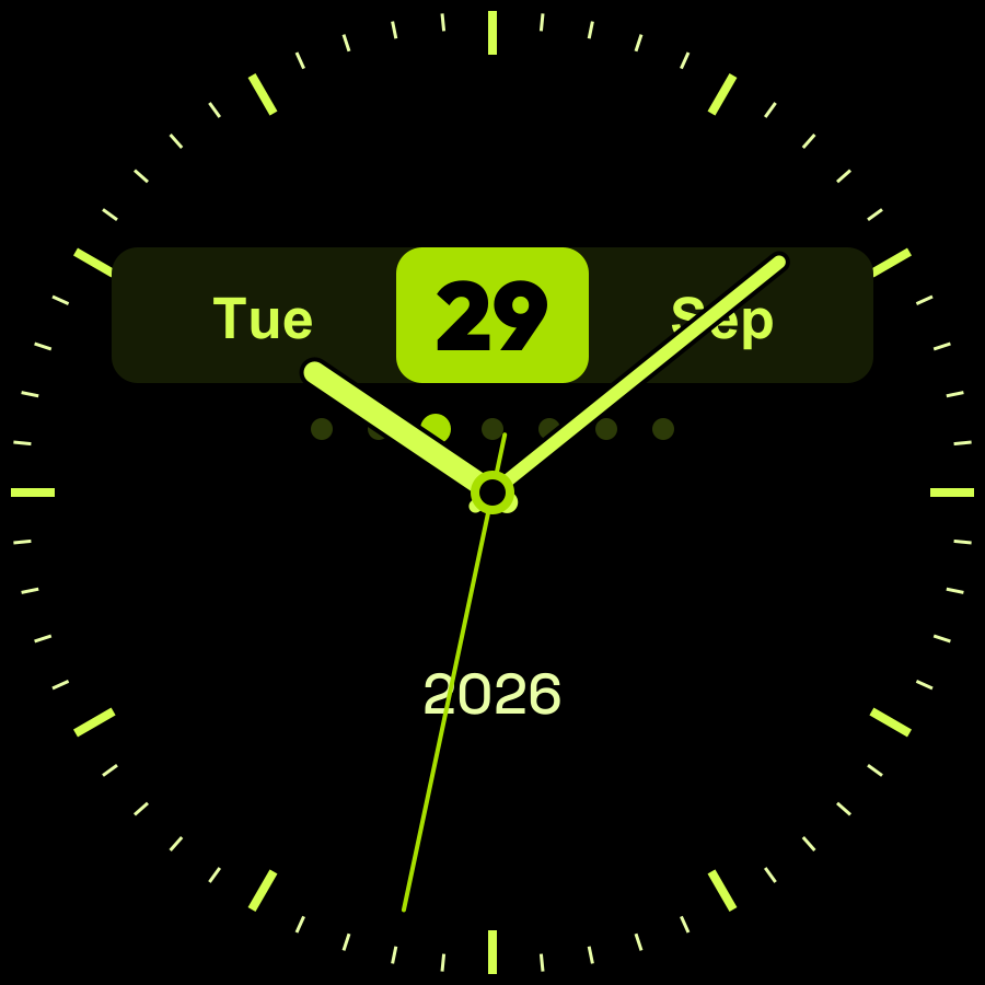 Datum watch face, Lime theme