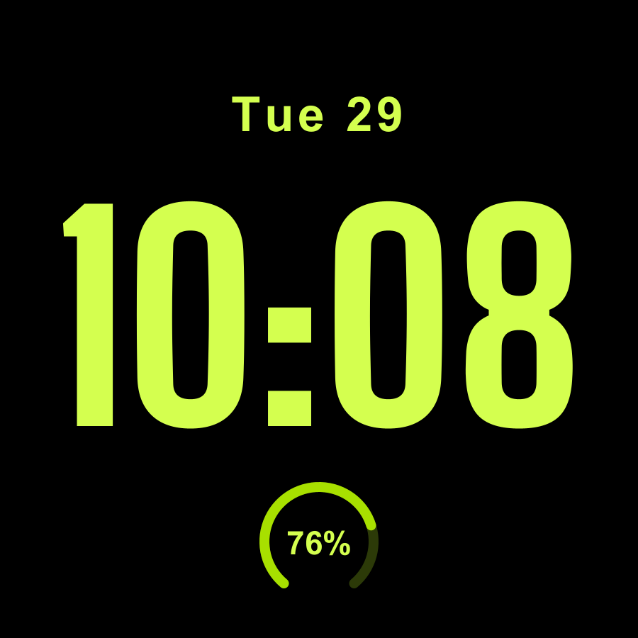 Giant watch face, Lime theme