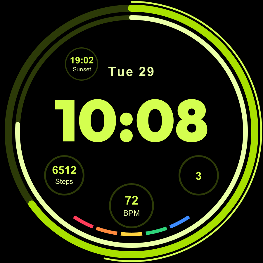 Pulse Pro watch face, Lime theme