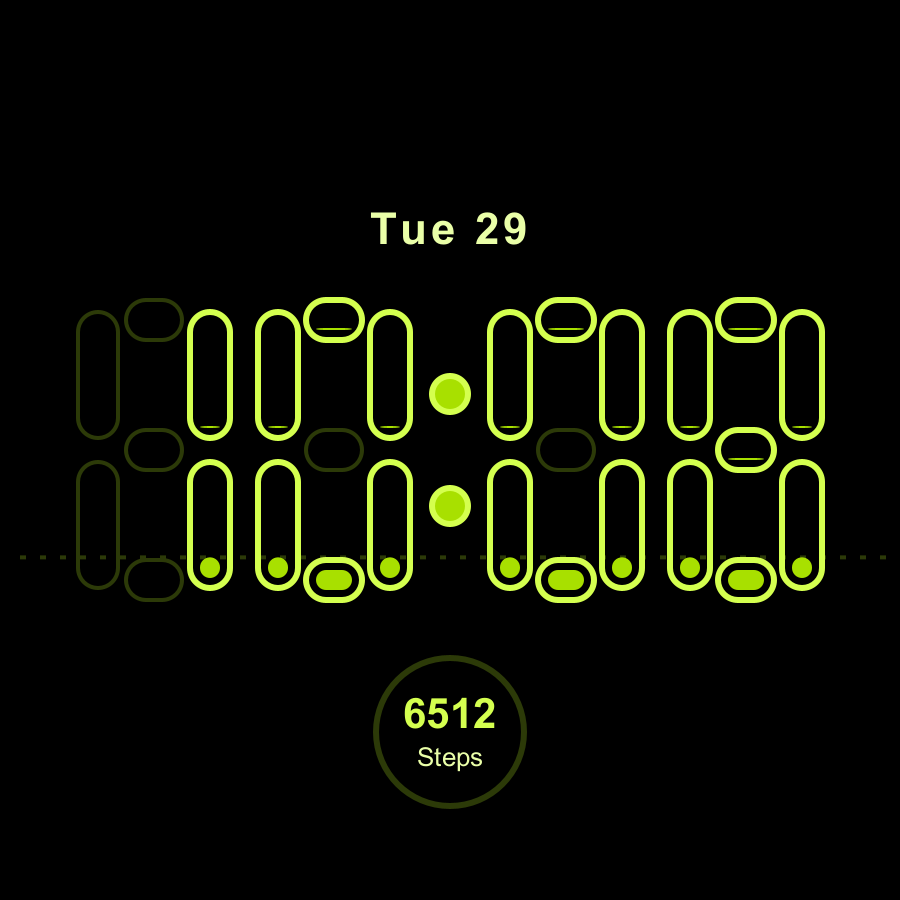 Outline watch face, Lime theme
