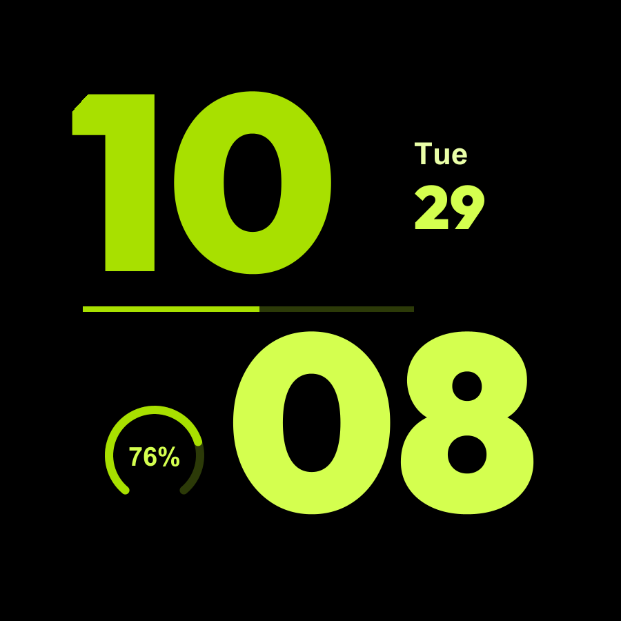 Stack watch face, Lime theme