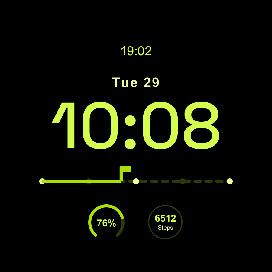 Trail watch face, Lime theme
