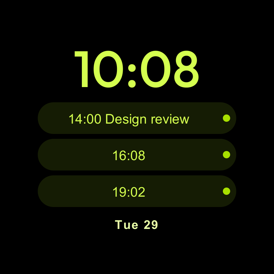 Tri watch face, Lime theme