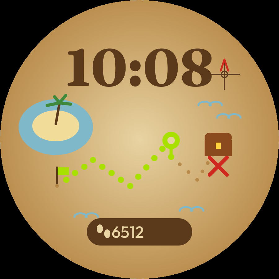 Adventure watch face, Lime theme