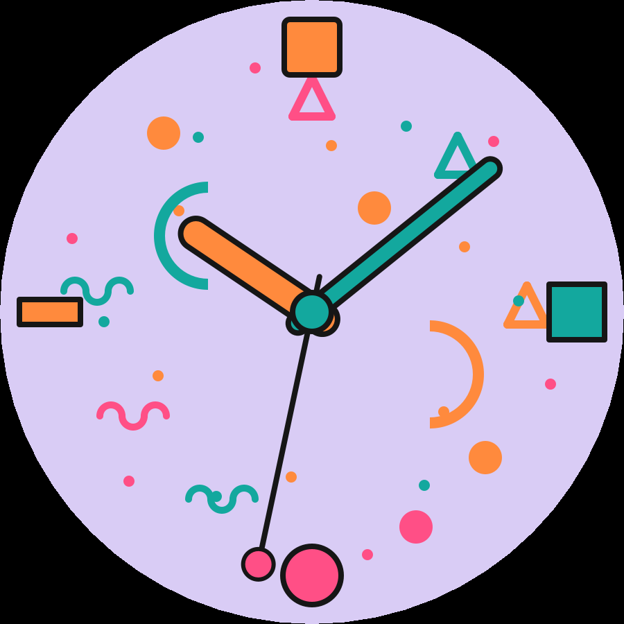 Memphis watch face, Lilac theme