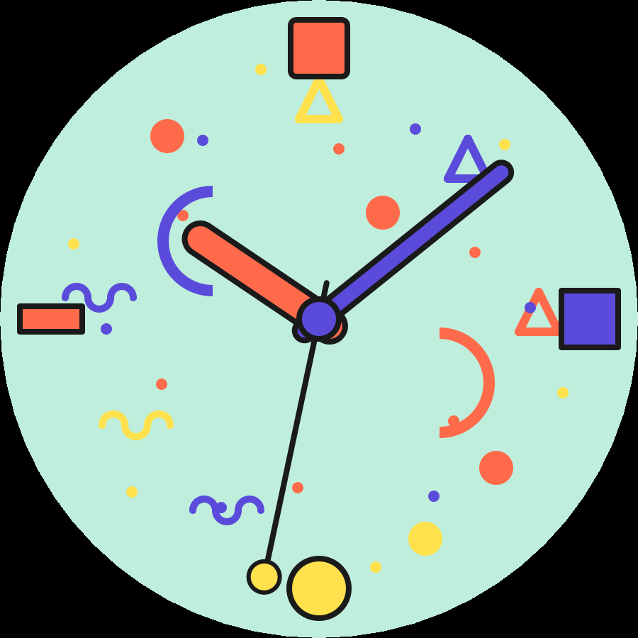 Memphis watch face, Mint theme