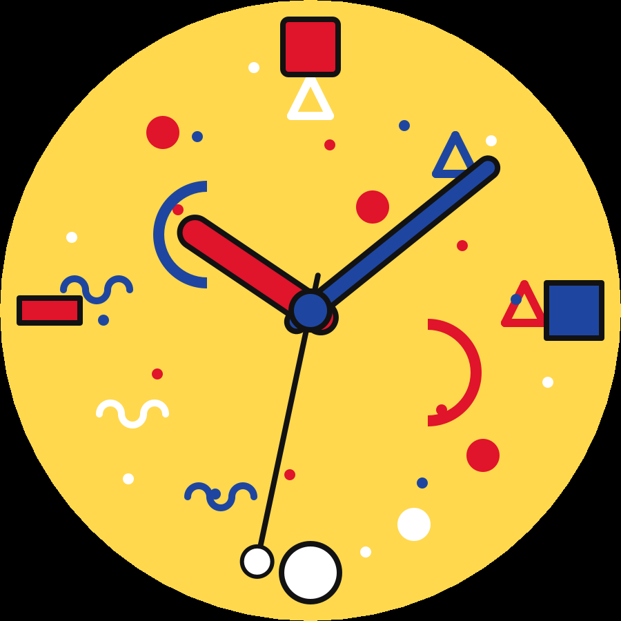 Memphis watch face, Yellow theme