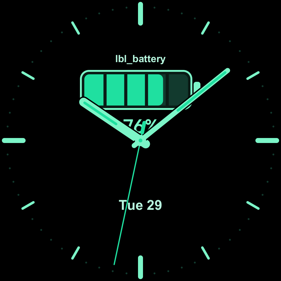 Charge watch face, Mint theme