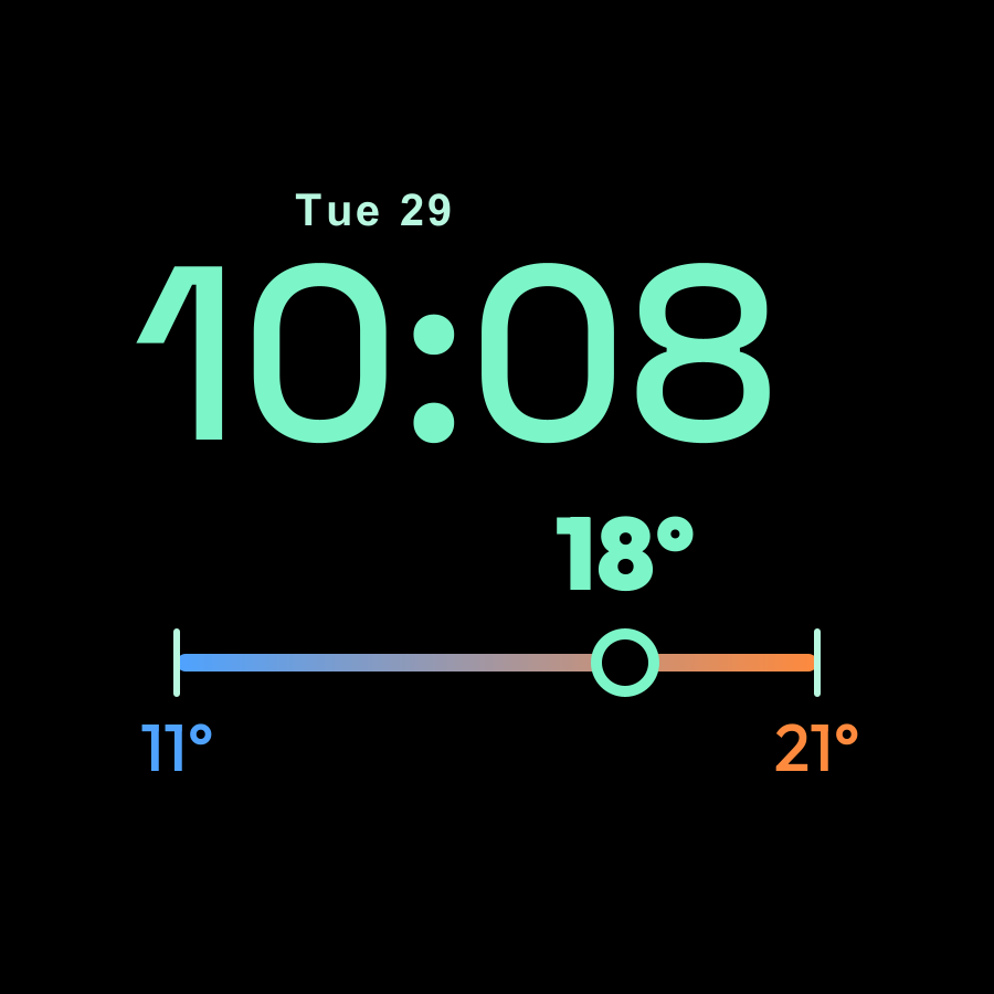 High Low watch face, Mint theme