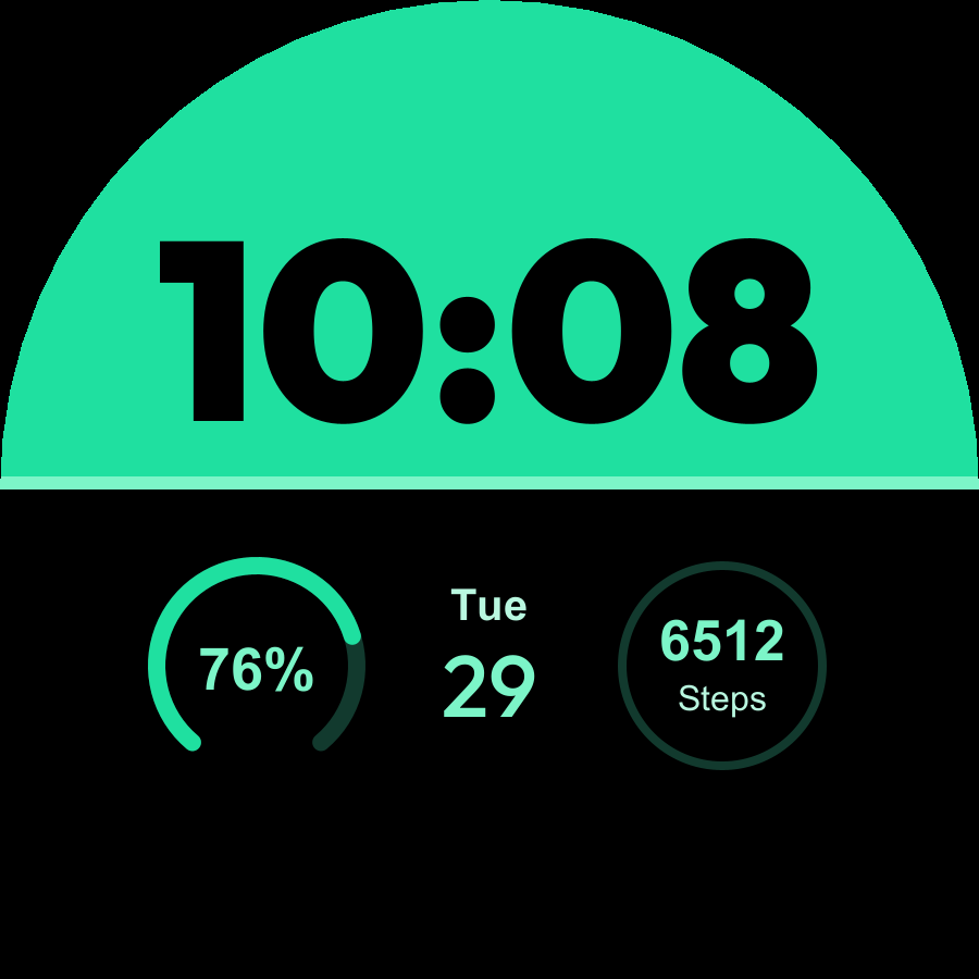 Split watch face, Mint theme