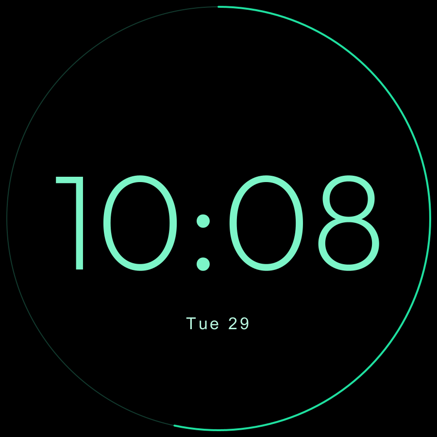 Hairline watch face, Mint theme