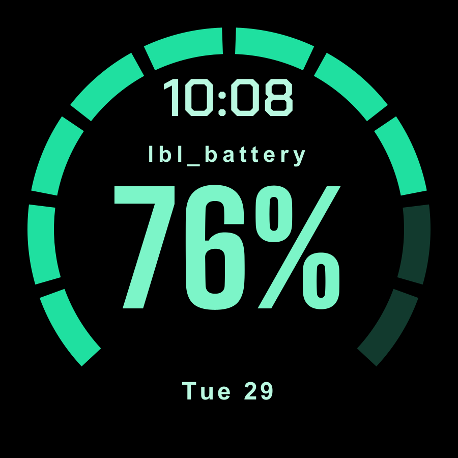 Battery Lab watch face, Mint theme