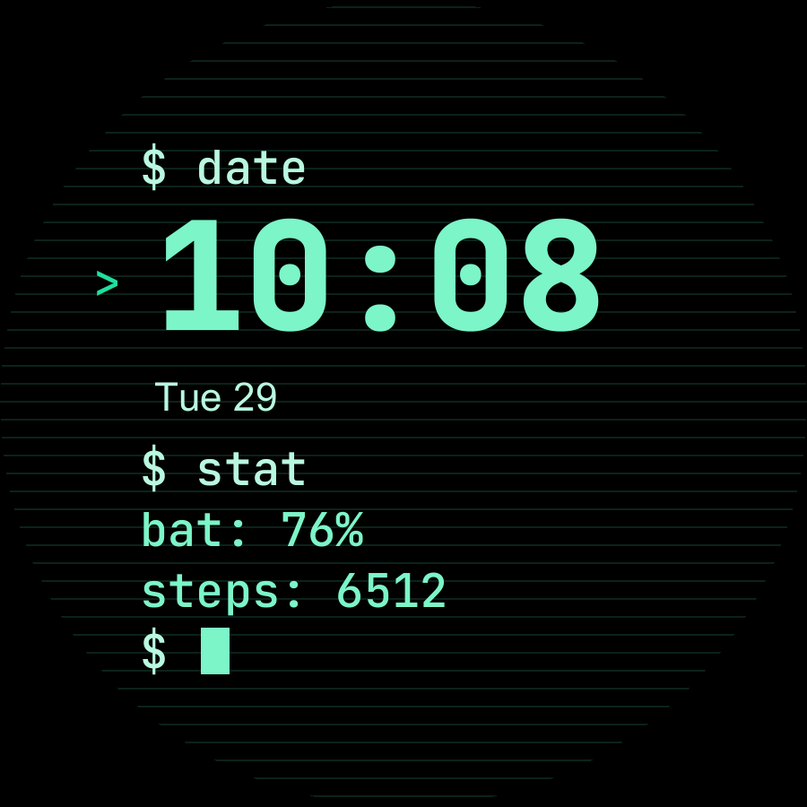 Terminal watch face, Mint theme