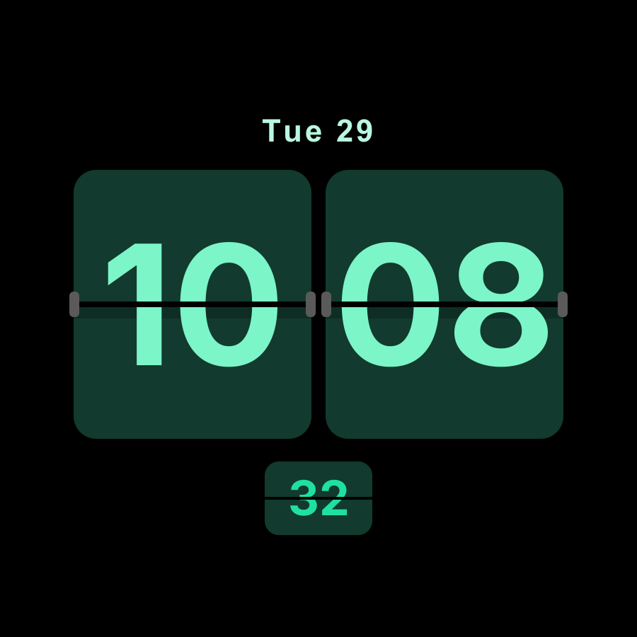 Flip watch face, Mint theme