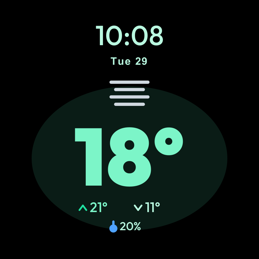 Weather watch face, Mint theme