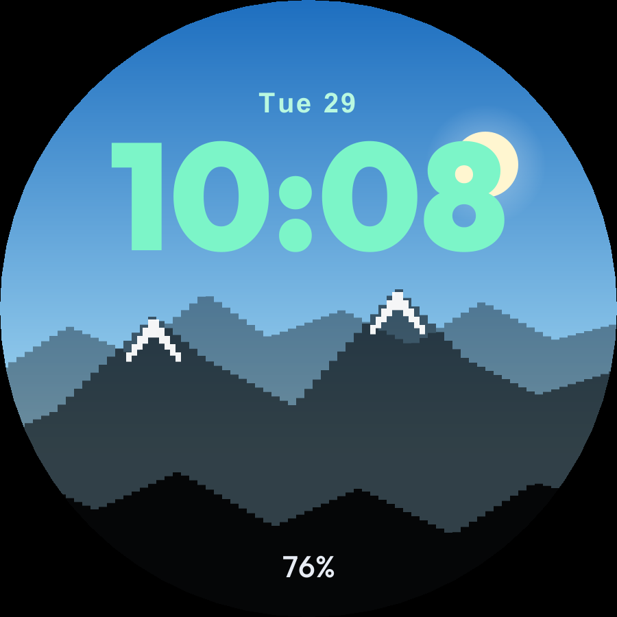 Peak watch face, Mint theme