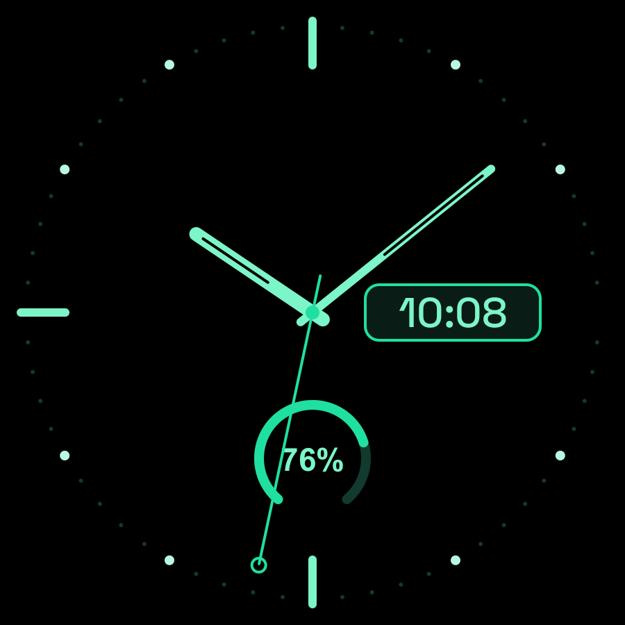 Hybrid Mini watch face, Mint theme