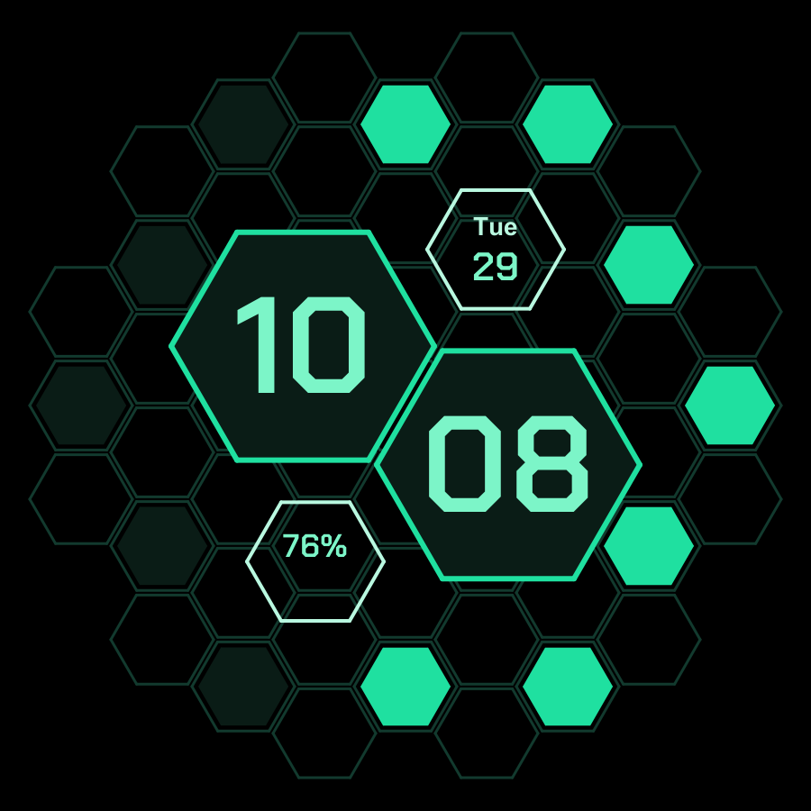 Hex watch face, Mint theme