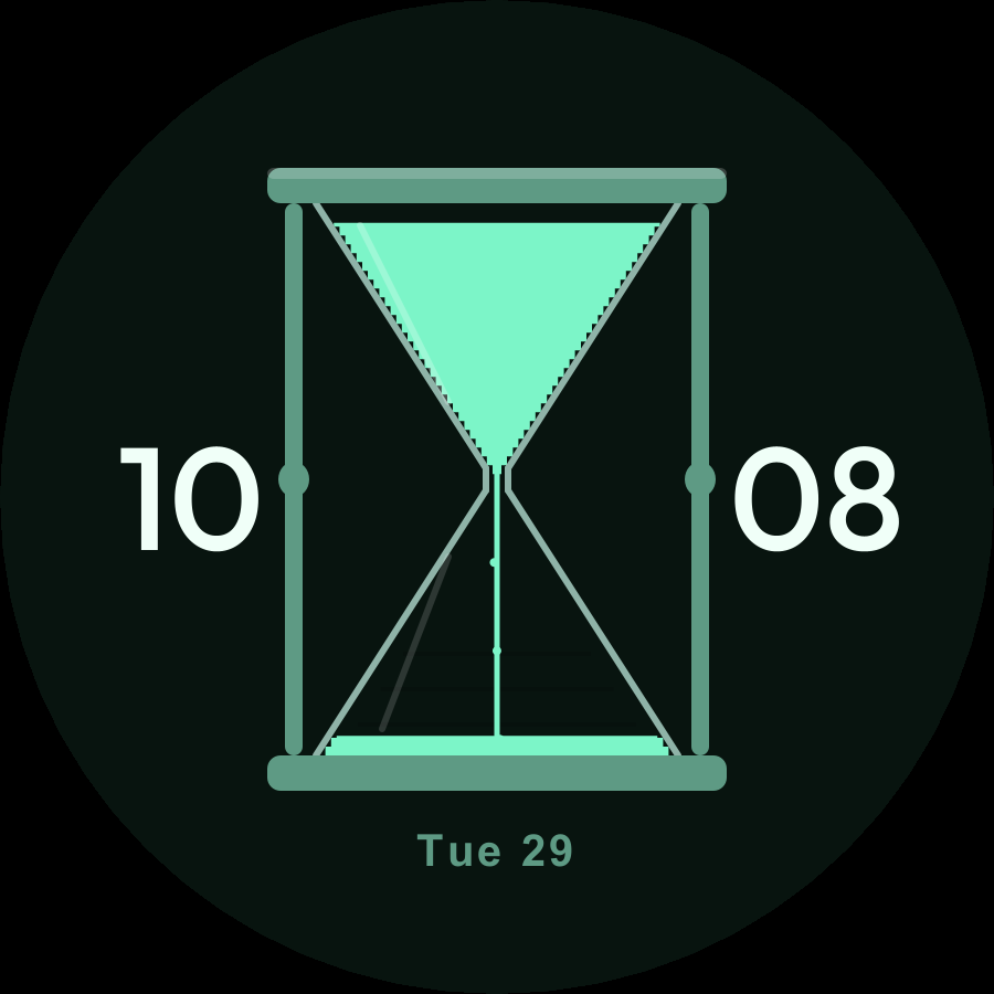 Hourglass watch face, Mint theme