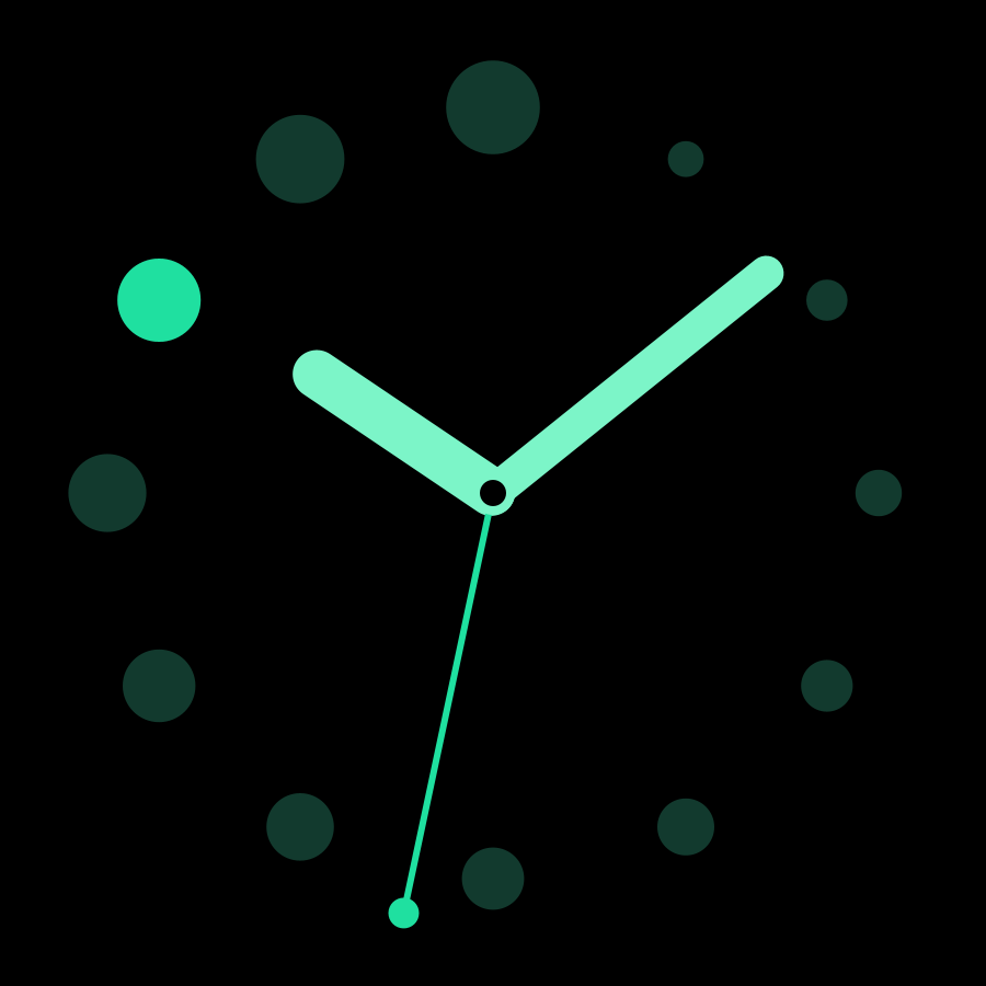 Dot Hours watch face, Mint theme